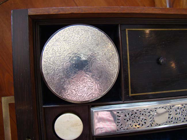 A Fabulous English Brass Mounted Rosewood combination Writing Box and Dressing Box circa 1825 — image 8